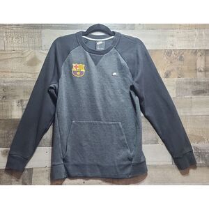 FC Barcelona Nike Sweatshirt Mens Small Black Long Sleeve‎ Logo
